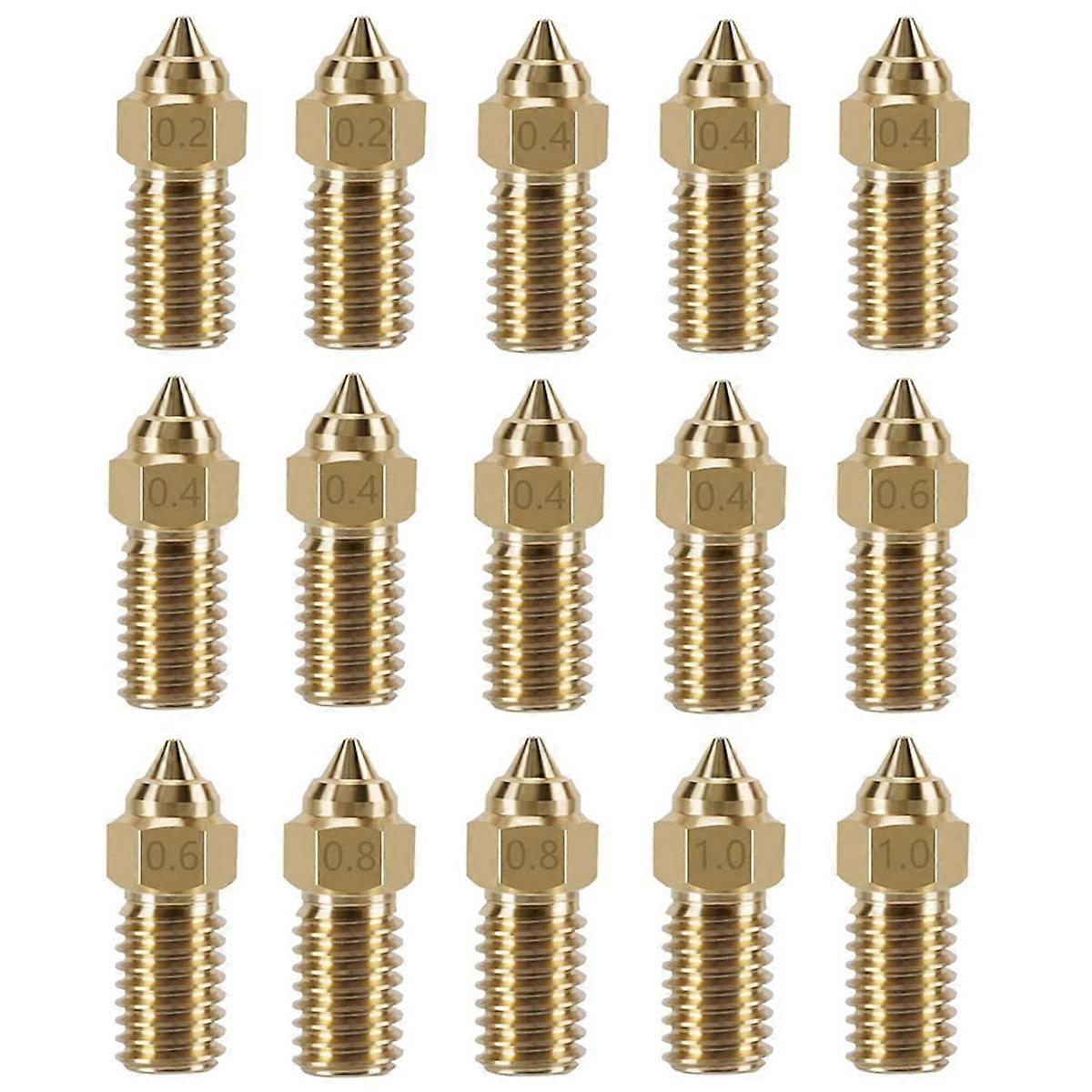 15PCS Barss Nozzles Kit for 4, 3D Printer 7PCS 0.4mm and 2PCS 0.2mm, 0.6mm, 0.8mm, 1.0mm Nozzles Ki