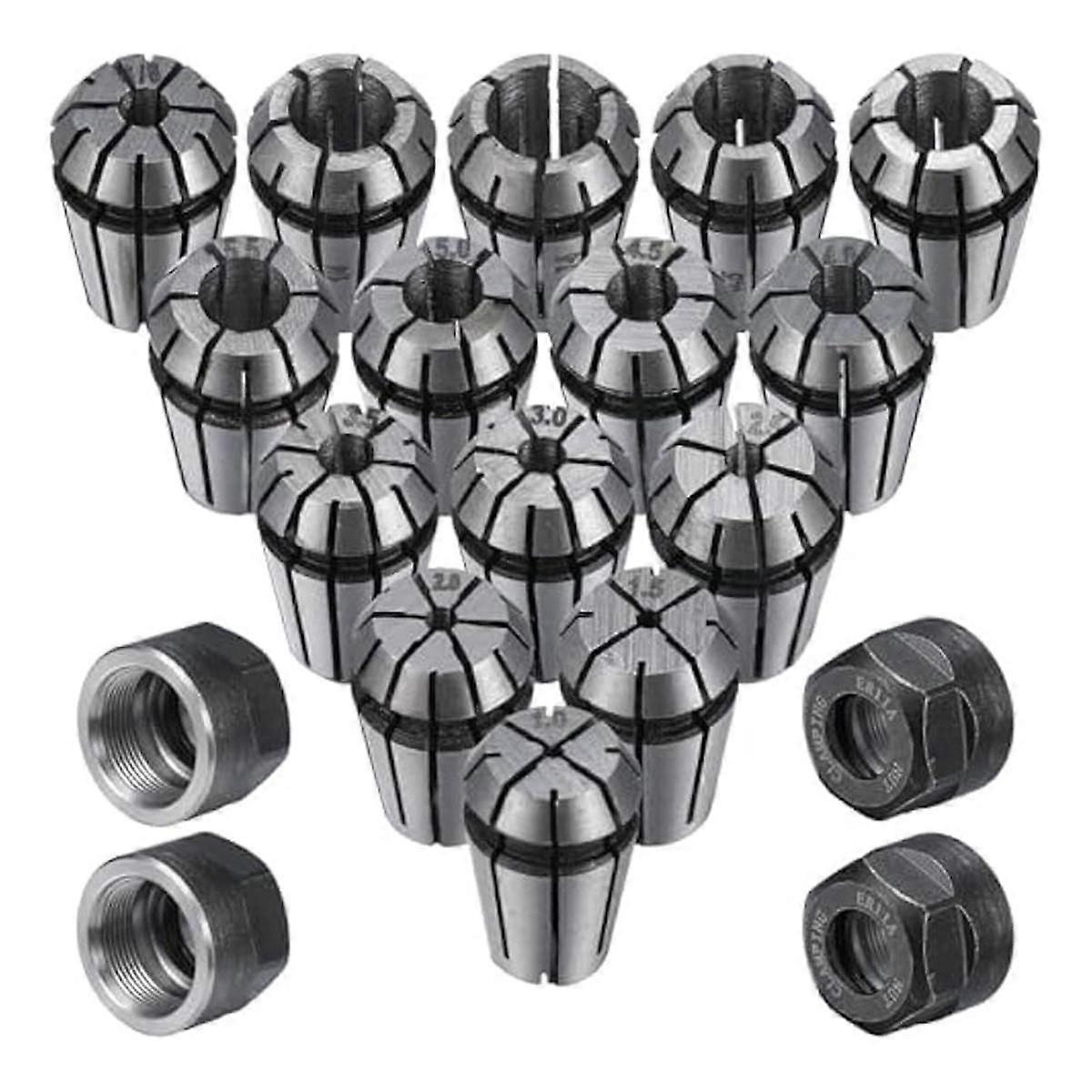 19Pc ER11 Spring Collet Set M14 Thread Collet Clamping Nuts Collet Set for CNC Engraving Milling,1.