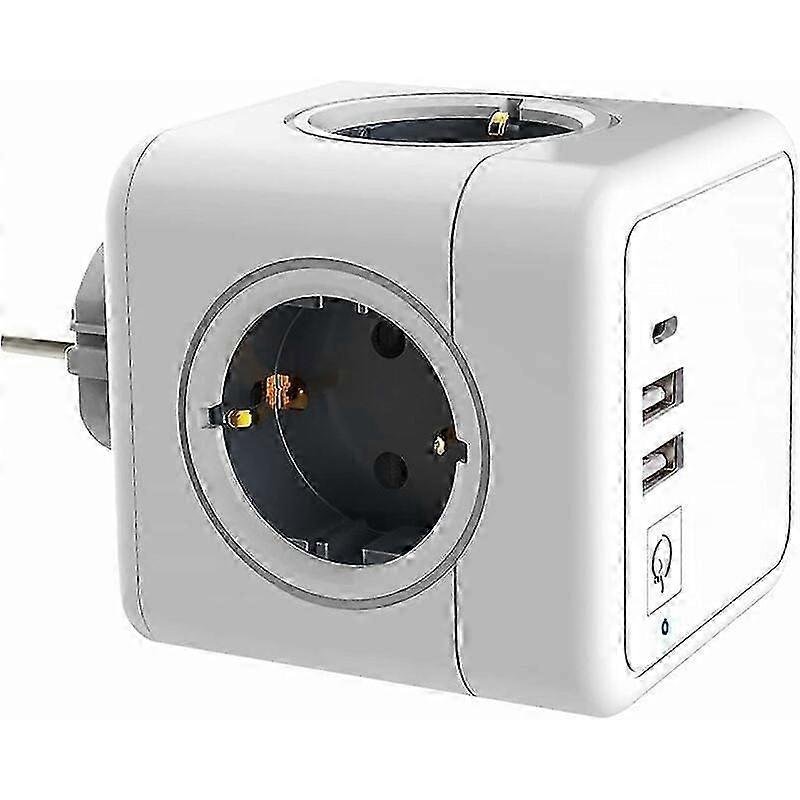 USB Power Socket, Cubic 4 Outlet Wall Power Socket with 2 USB Networks, 7 in 1 USB Power Socket with Switch, US Wall Power Socket Charger