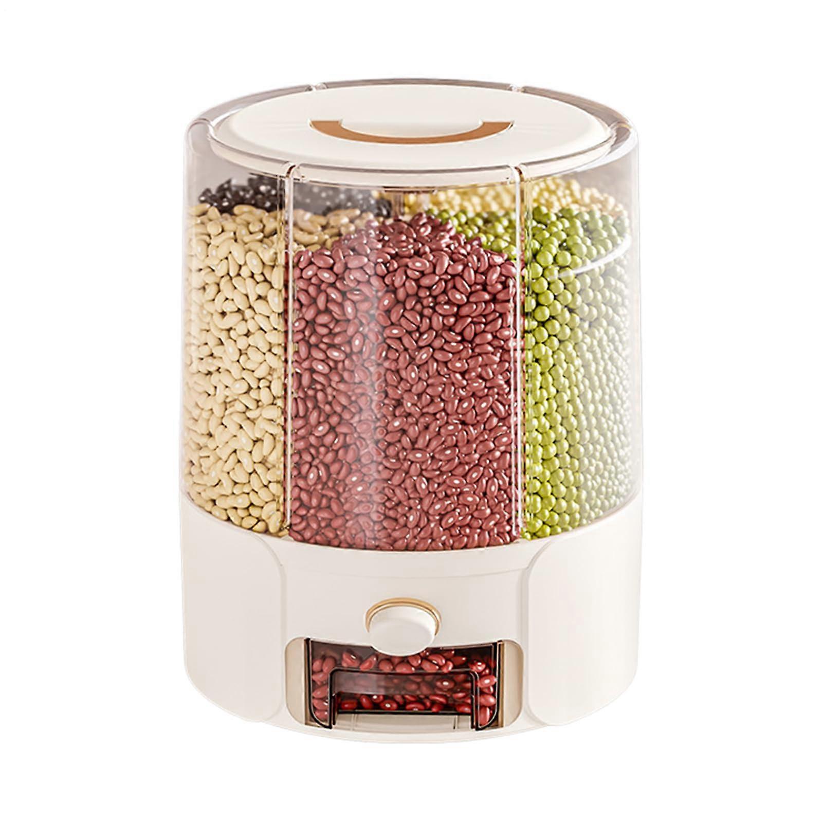 Rice Bucket Rotatable With Dividers Food Grade Airtight Storage Barrel Size S For Pantry Use Anti Gnat Moisture