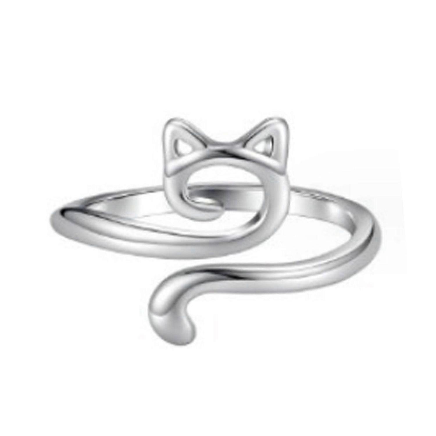 2025 Latest Model 3pcs Crochet Ring Adjustable Zinc Alloy Cat Open Yarn Guide