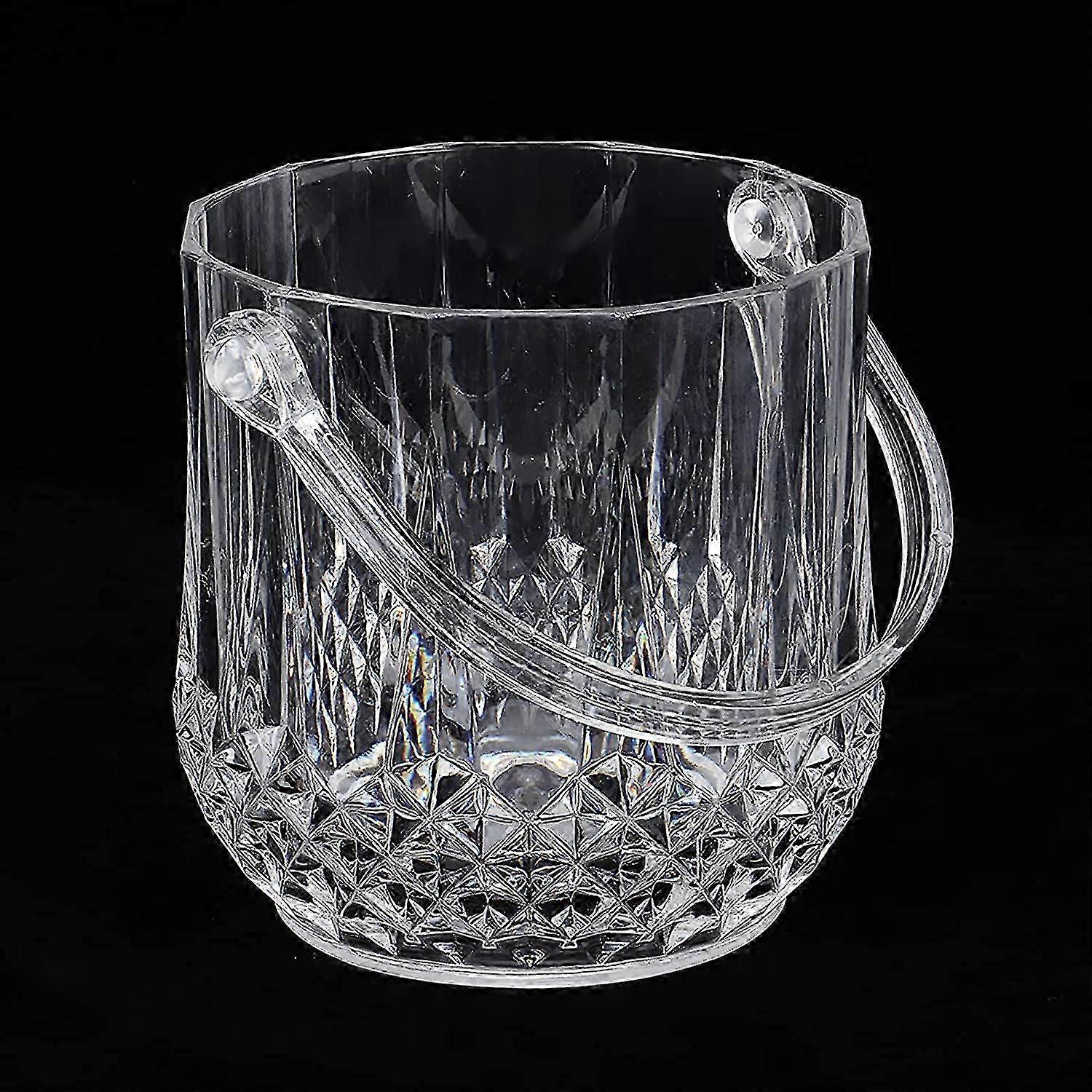 1l Transparent Acrylic Ice Bucket With Carry Handle Champagne Wine Beer Drinks Cooler (transparent)