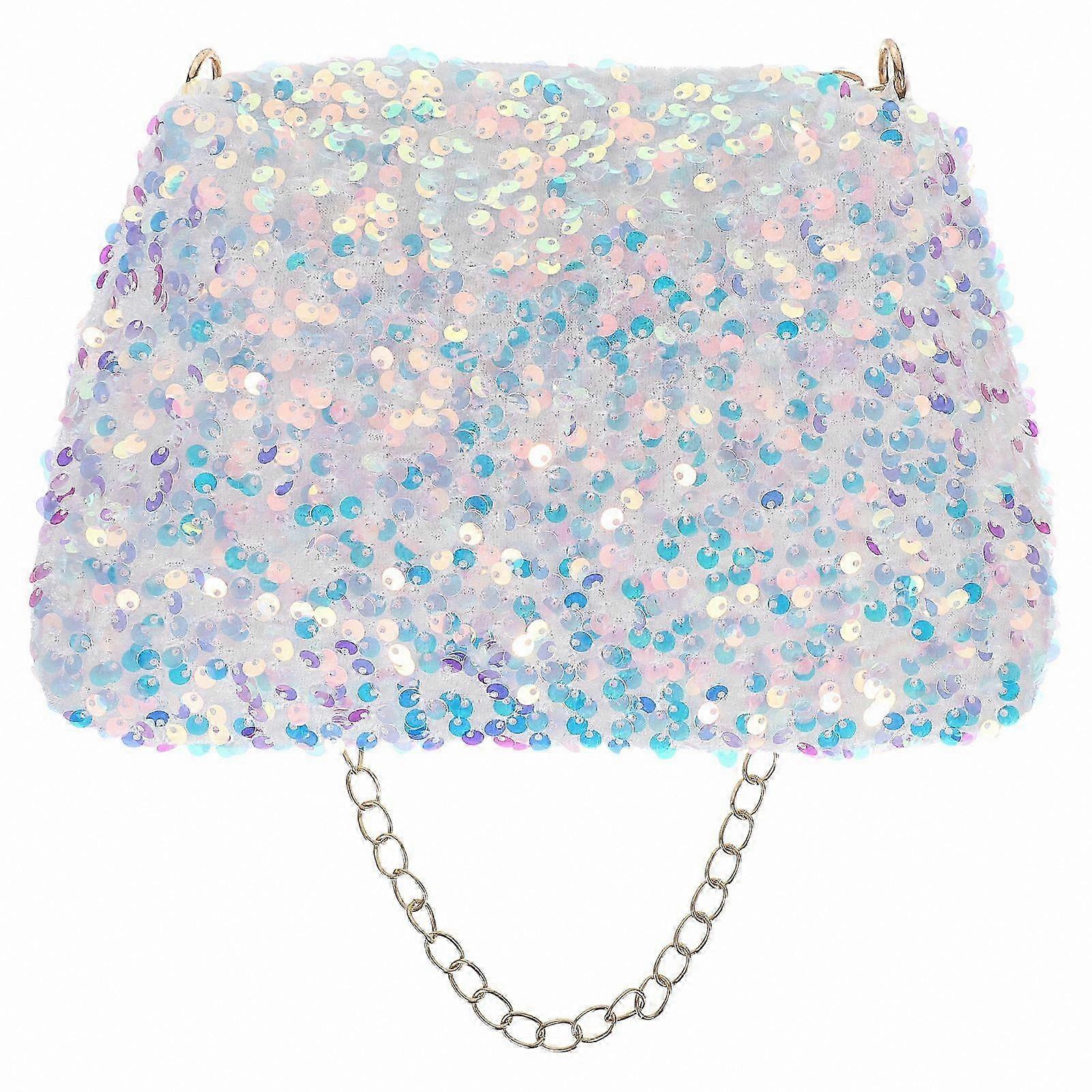 Sequin Evening Bag for Women Square Design with Adjustable Chain Strap 1 Pack