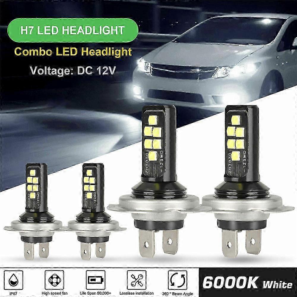 2X H7 LED Lyspærer Sett 6000K 220W Super Hvite Pærer