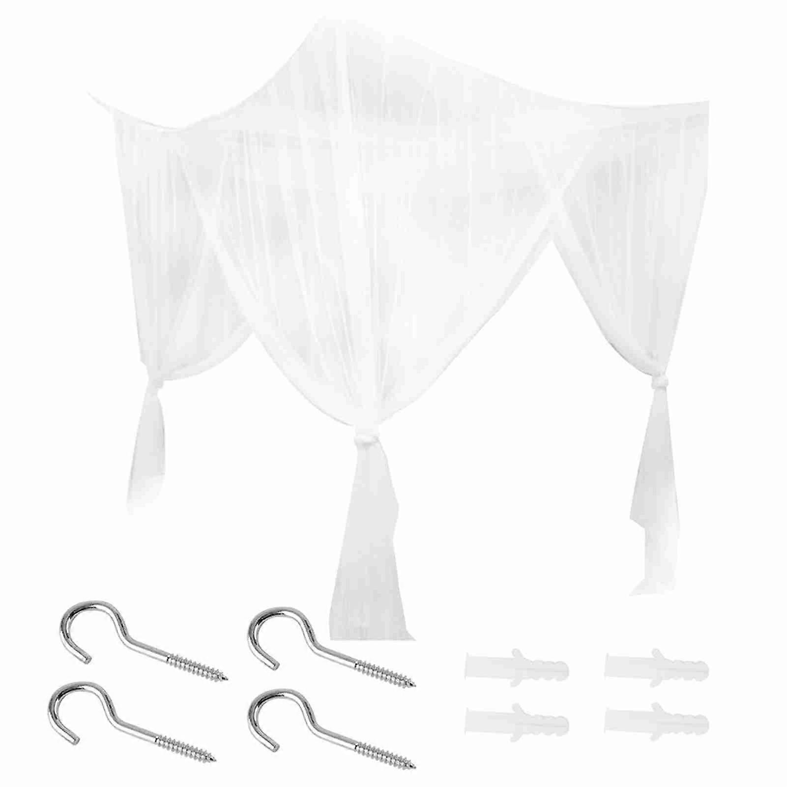 4 Corner Post Bed Canopy Mosquito Net Full Queen King Size Bedding(White)