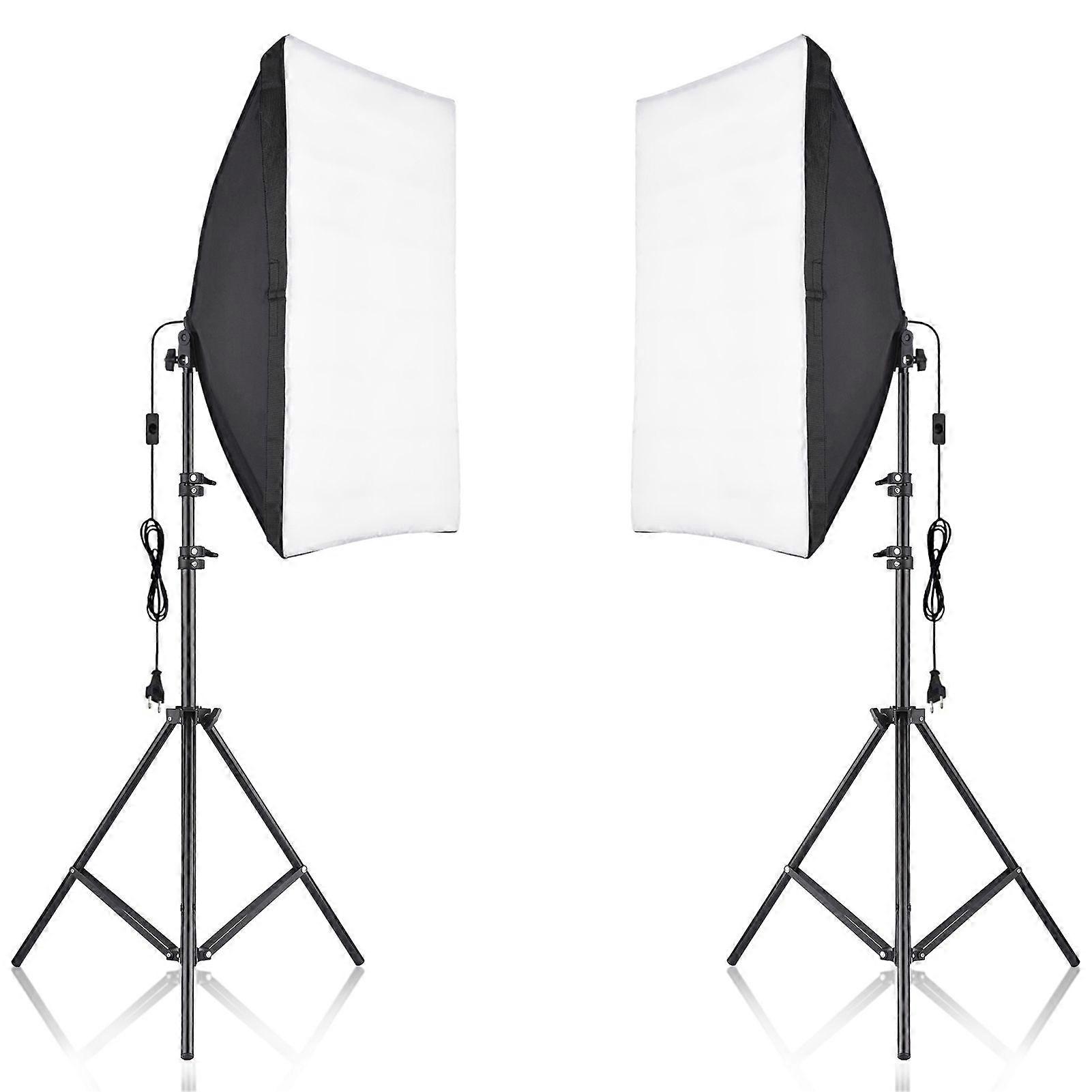 Andoer Studio Photography Softbox Kit with 50x70cm Softbox * 2 + 2M Metal Tripod Stand * 2 for Live Streaming Portrait Product Photo Video
