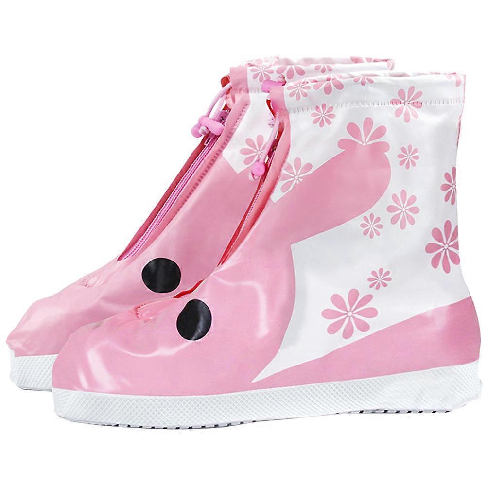 Waterproof Shoe Protector for Kids Rabbit Style 1Pair Pink Overshoes