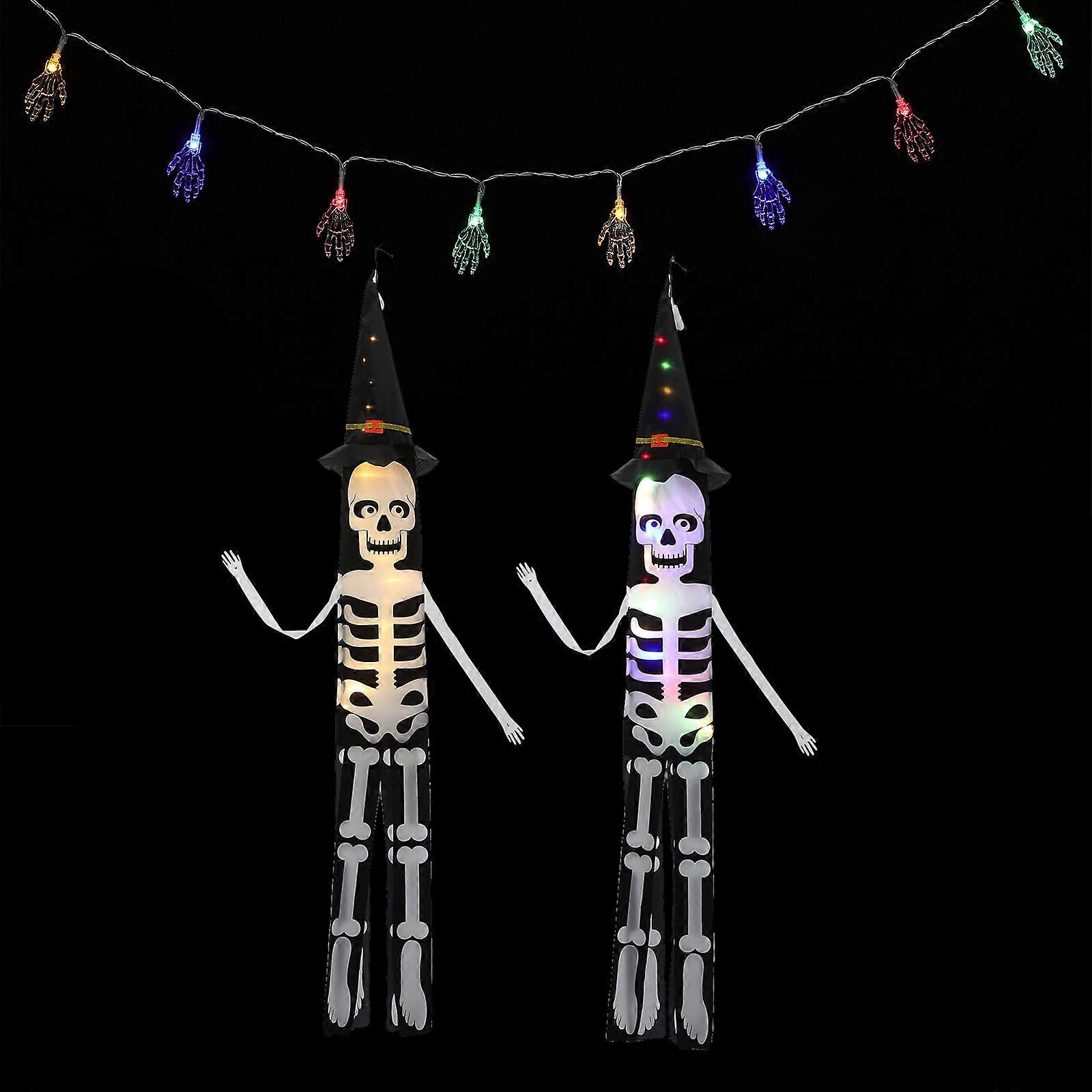 Skeleton Windsock Halloween Outdoor Decorations for Hanging 3Pcs Yard Use