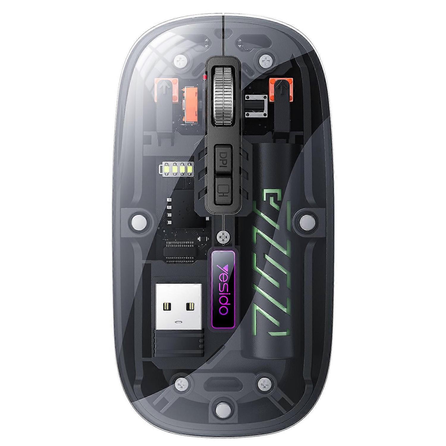 Transparent Bluetooth Dual Mode Wireless Mouse KB29 (Black)