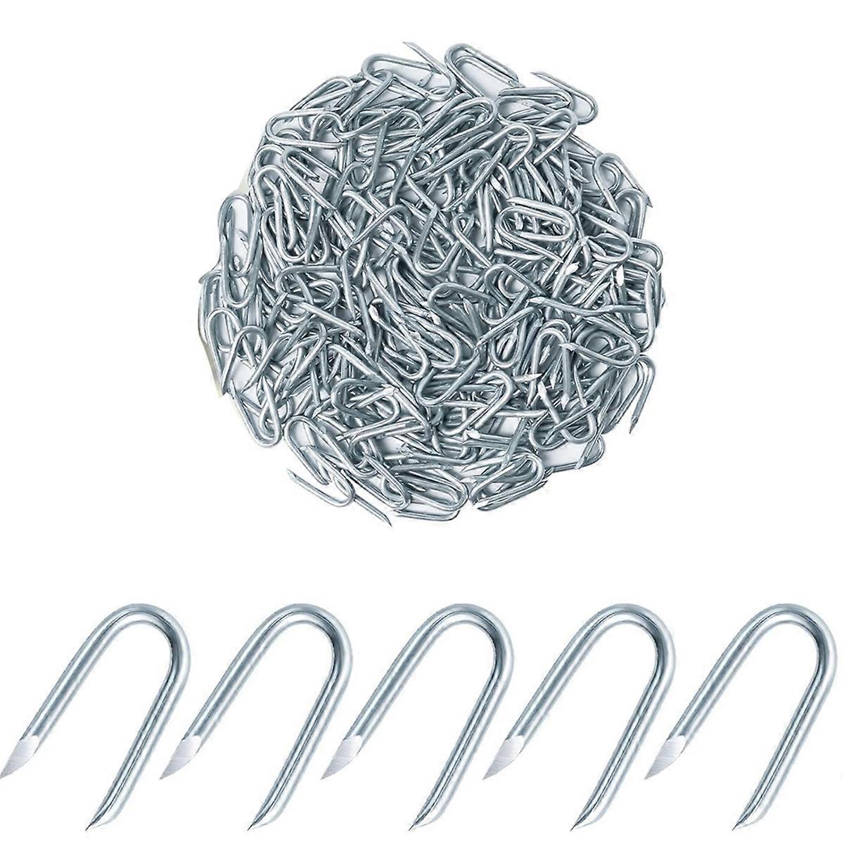 200pcs Wire Fencing Staples, Galvanised Fence Staples, U Nails Fence Fasteners Yard Cable Staples, U Shaped Nails