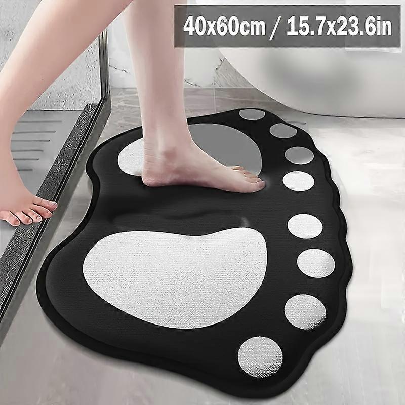 Non-Slip Flannel Bath with Paw Print Design - Soft, Absorbent, and Lightweight Bathroom Mat for Shower, Tub, and Toilet