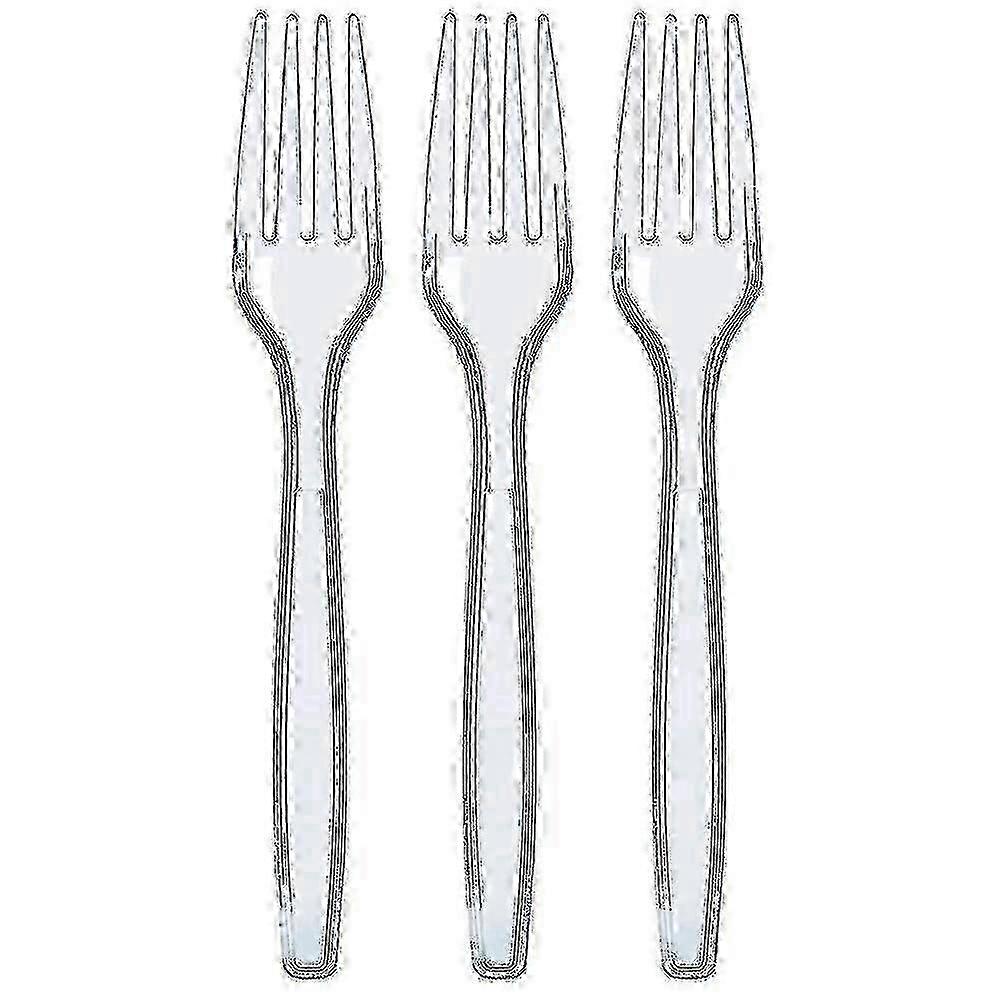 Πλαστικά διαφανή πιρούνια - 100 Count, ανθεκτικά μίας χρήσης μαχαιροπίρουνα για το σπίτι, το γραφείο, το σχολείο και τις υπαίθριες εκδηλώσεις