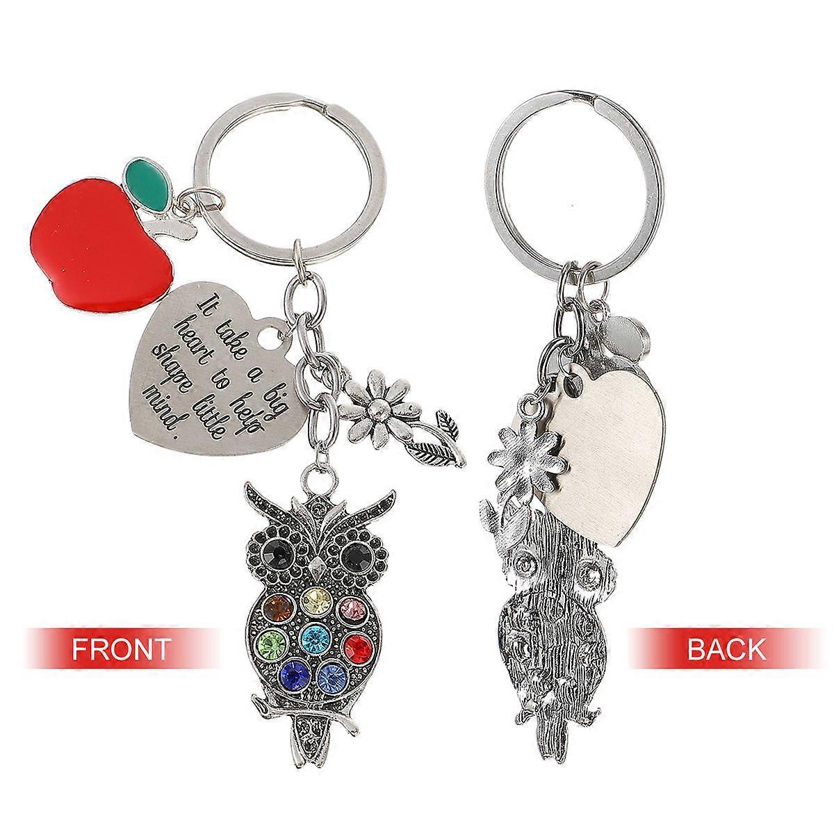 Bag Key Chains Alloy Creative Heart and Owl Key Chains for Keys 2Pcs