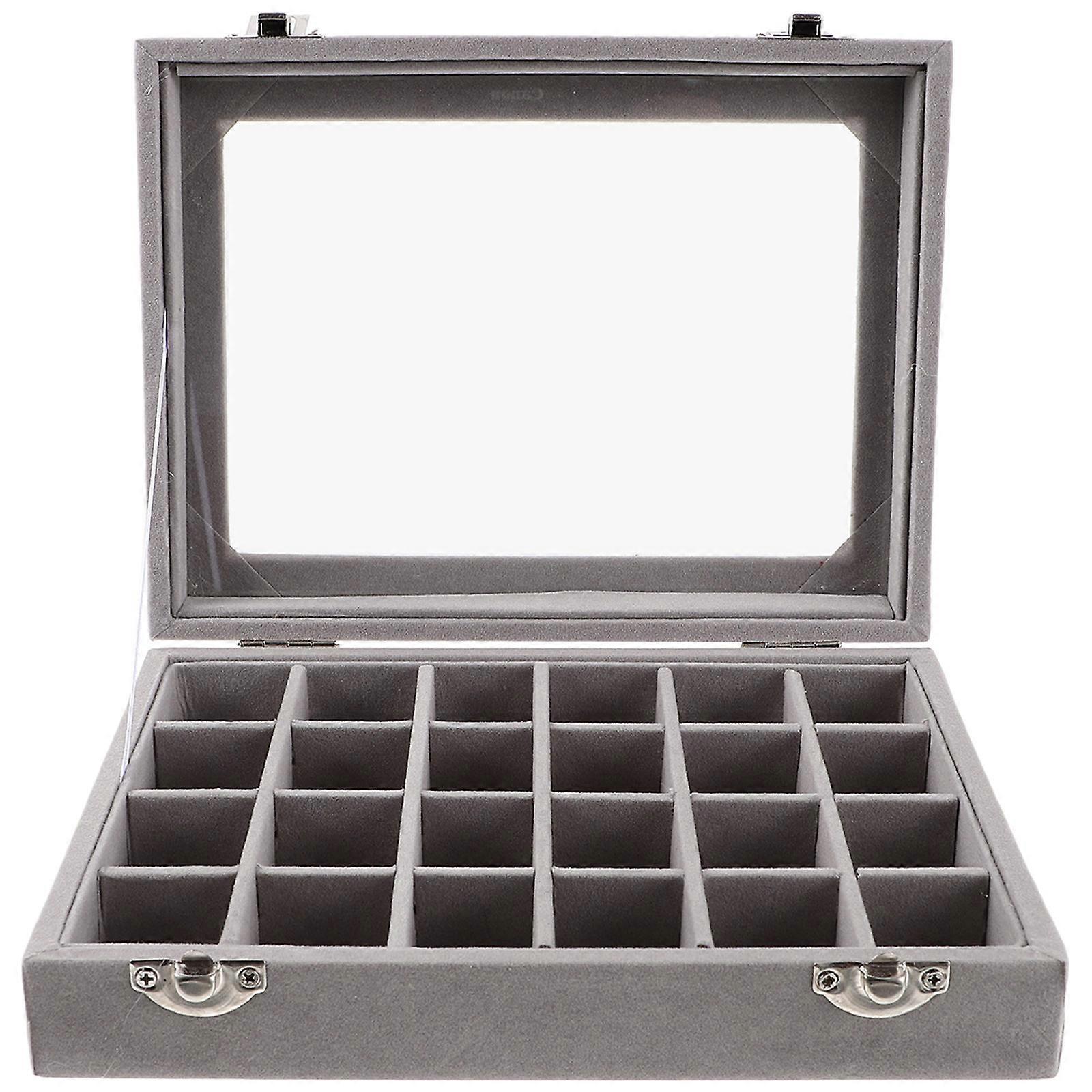 Multi-Grid Jewelry Storage Box Organizer with Clear Lid 3Pcs Pack