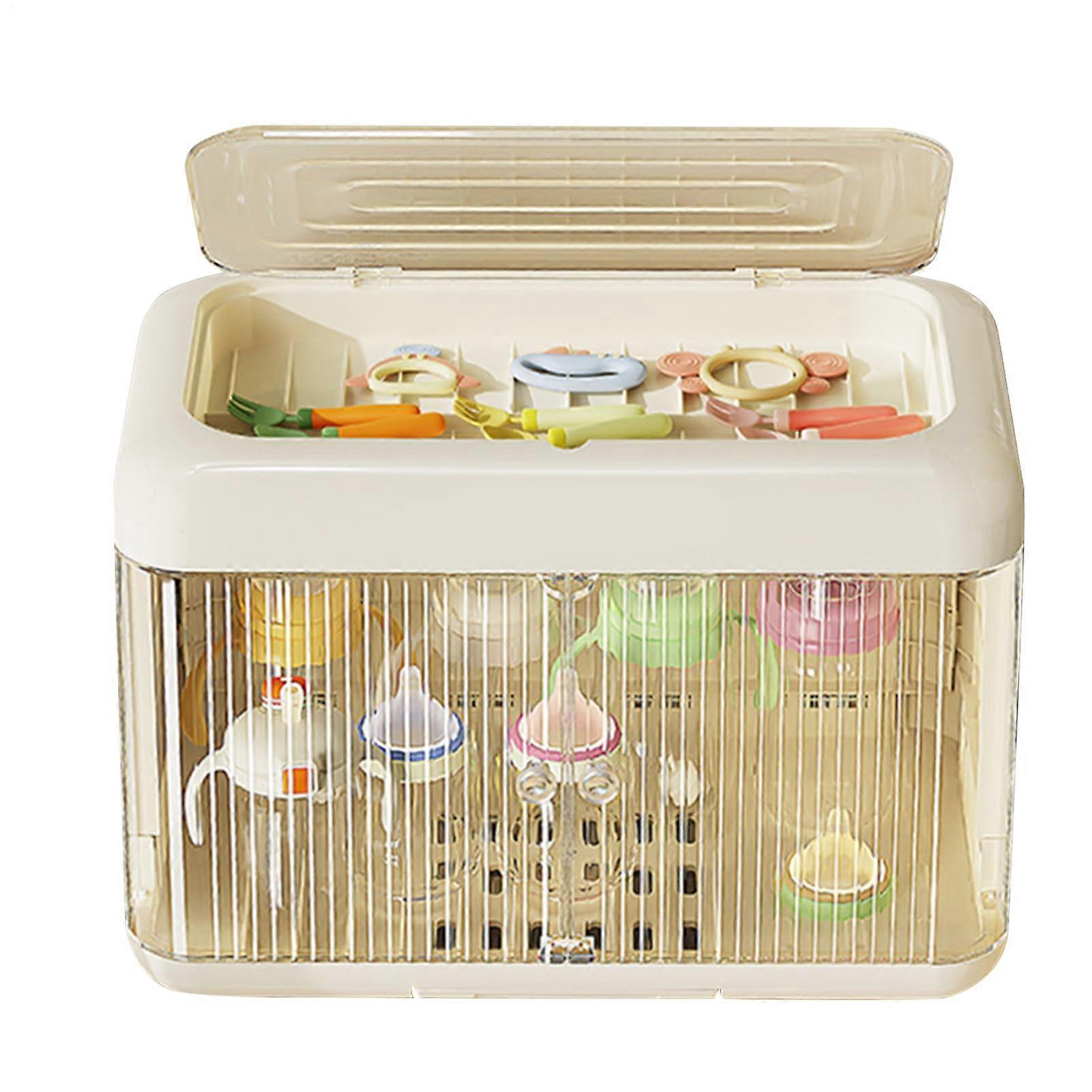 Bottle Storage Bottle Drying Rack Large DustProof Container Multifunction Storage Box With Lid For Kitchen Counter
