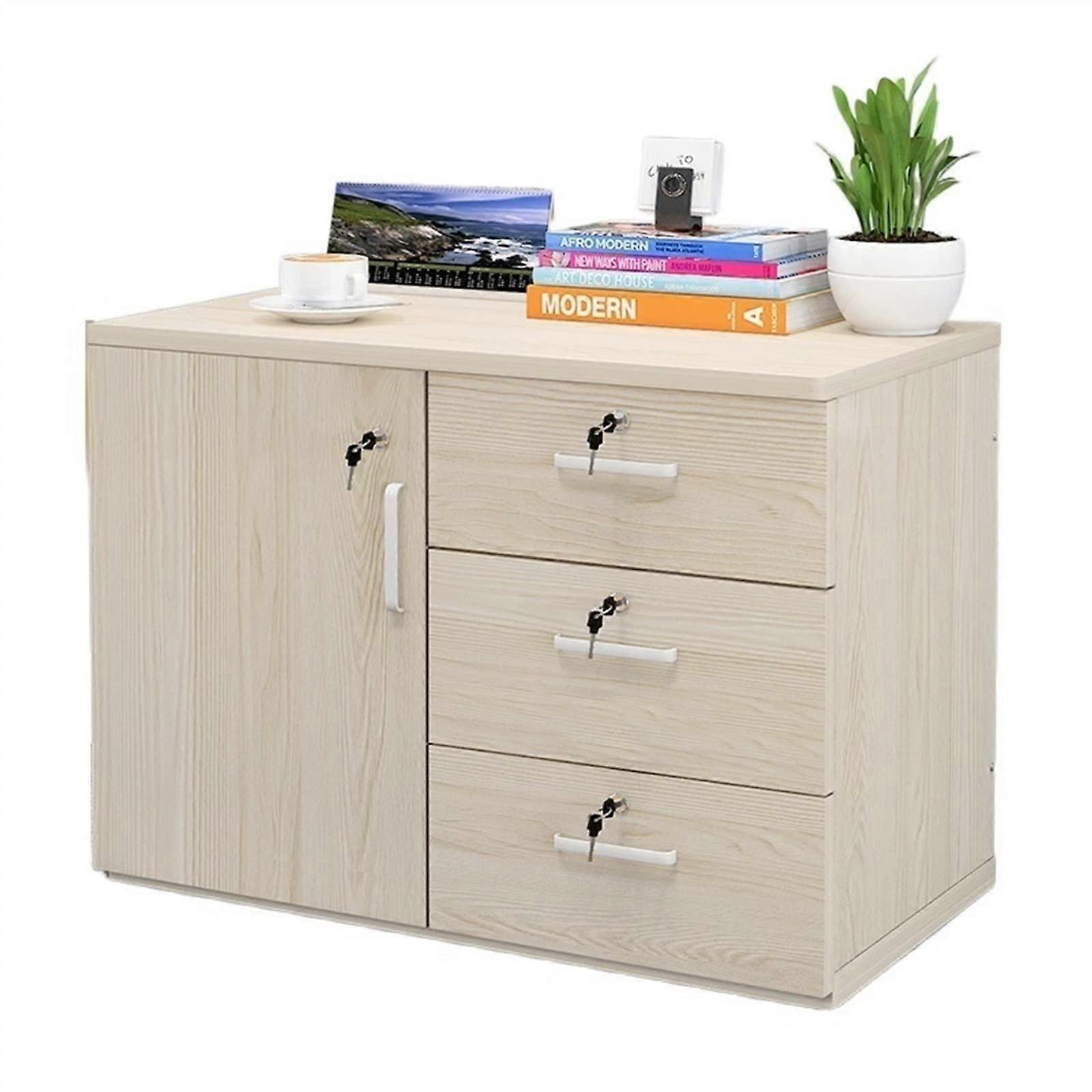 Vertical Storage Cabinet Wood Lateral File Cabinet Mobile Storage Cabinet For Closet Office 3Drawer With Door
