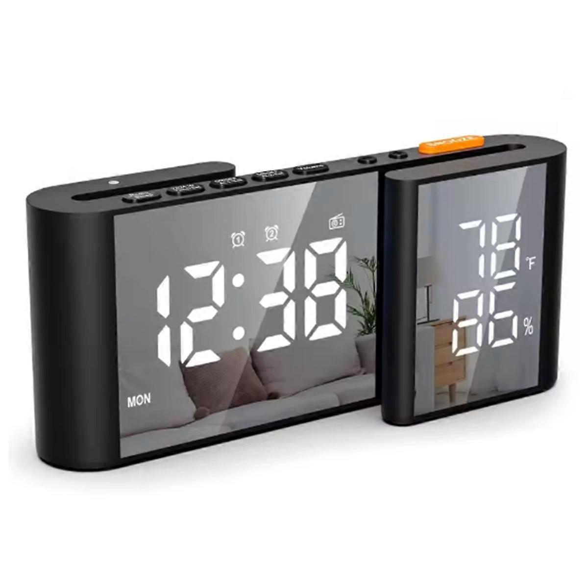 Alarm Clock Radio Large Dual Display Screen with Adjustable Brightness USB Port Sleep Timer FM76-108