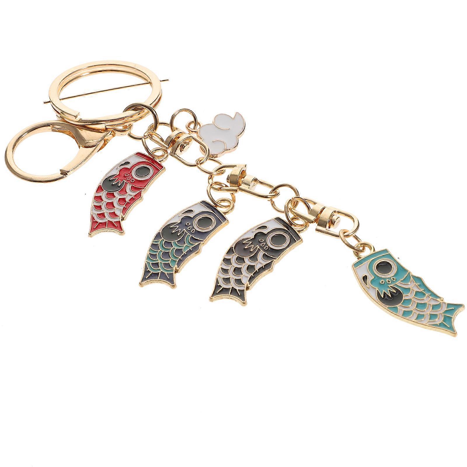 Backpack Keychains Carp Windsock Flag Key Ring Decoration 5Pcs Pack