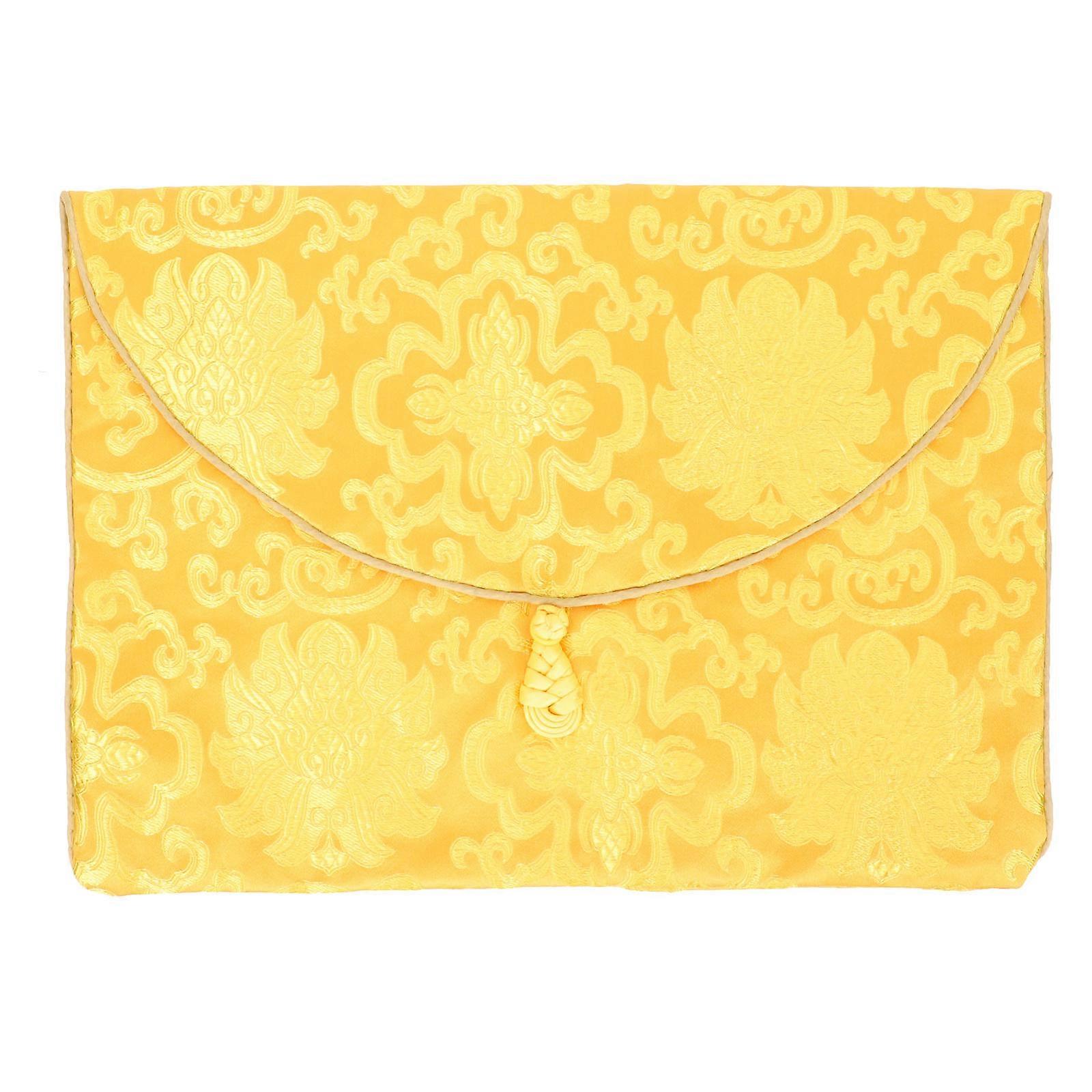 Cash Envelopes Multi-Function A4 Pocket Organizer for Files Blue Silk Brocade Folder 1Set