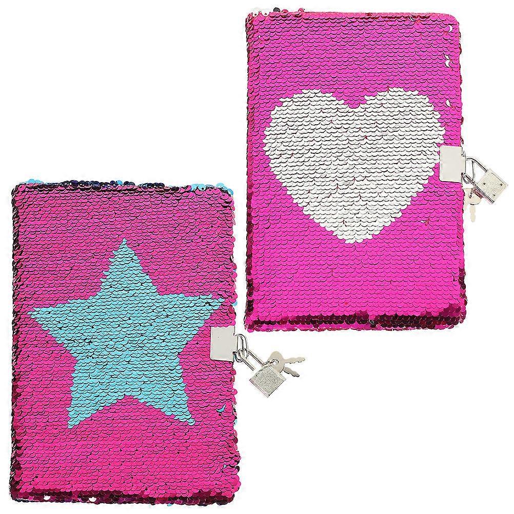 Diary Notebook for Writing 4Pcs Rosy Sequin Planner Notebook with Lock