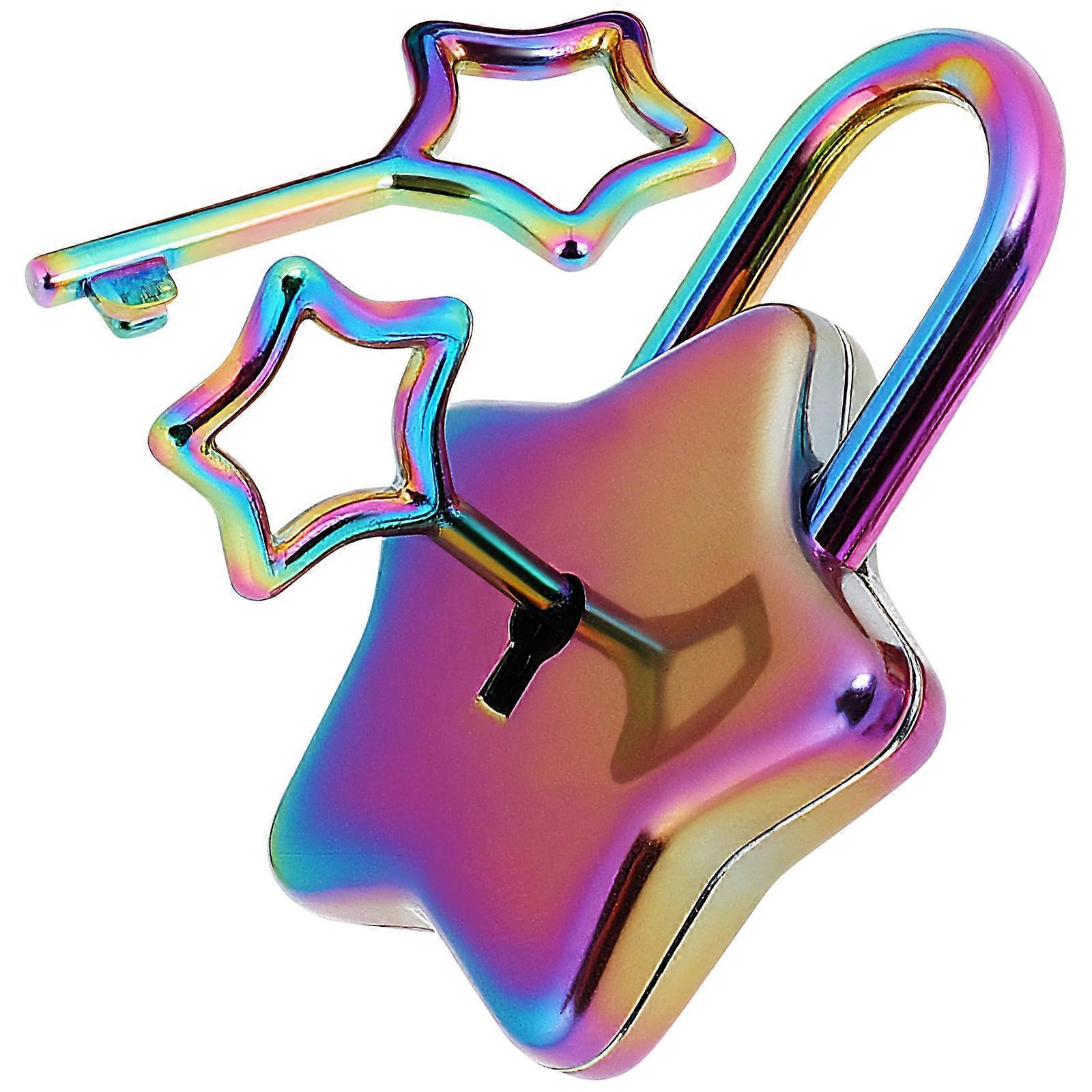 Small Star Shaped Padlock for DIY 4Pcs with Key Assorted Color Alloy