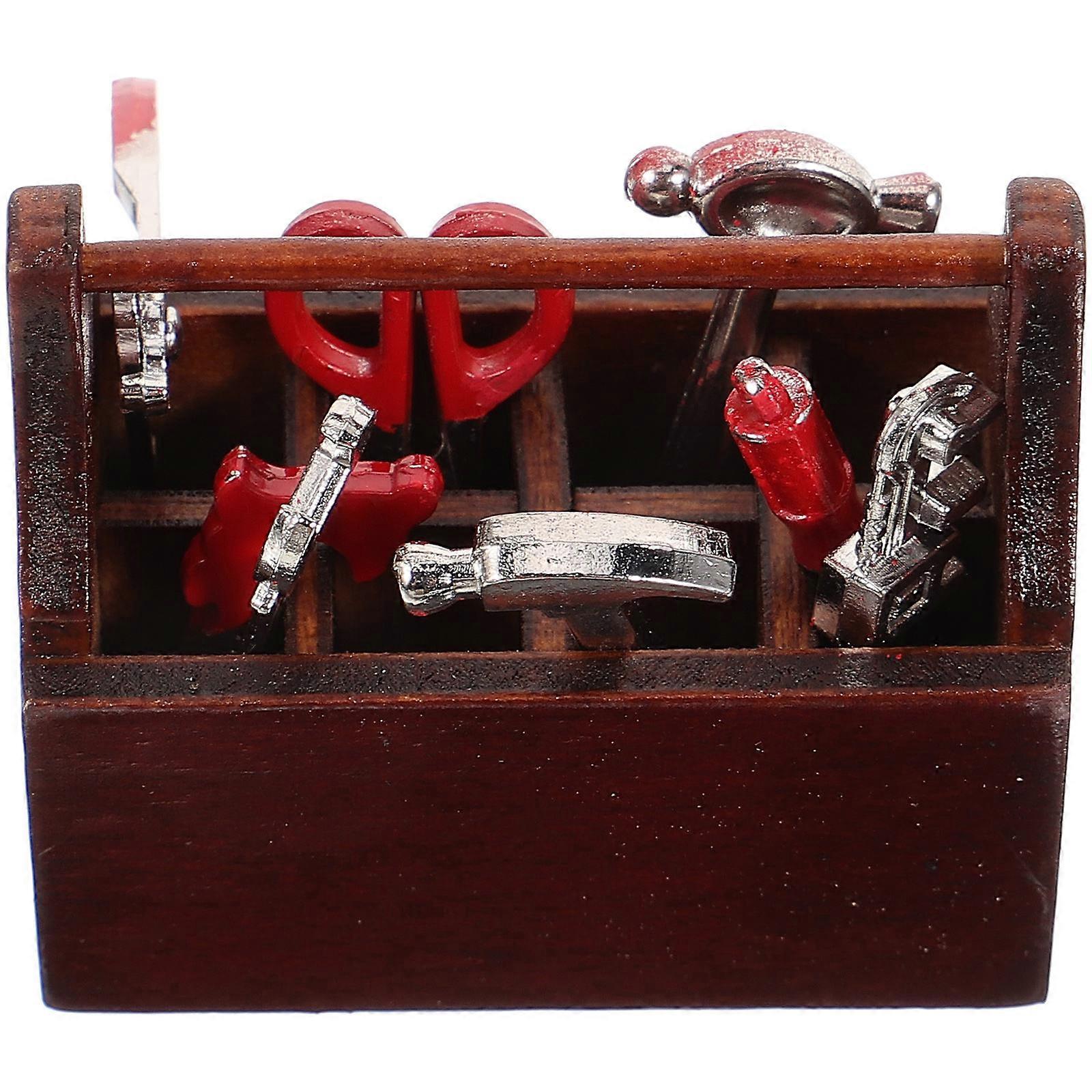 Miniature Tools Set Wooden Mini House Tools Play for Decor 1Set