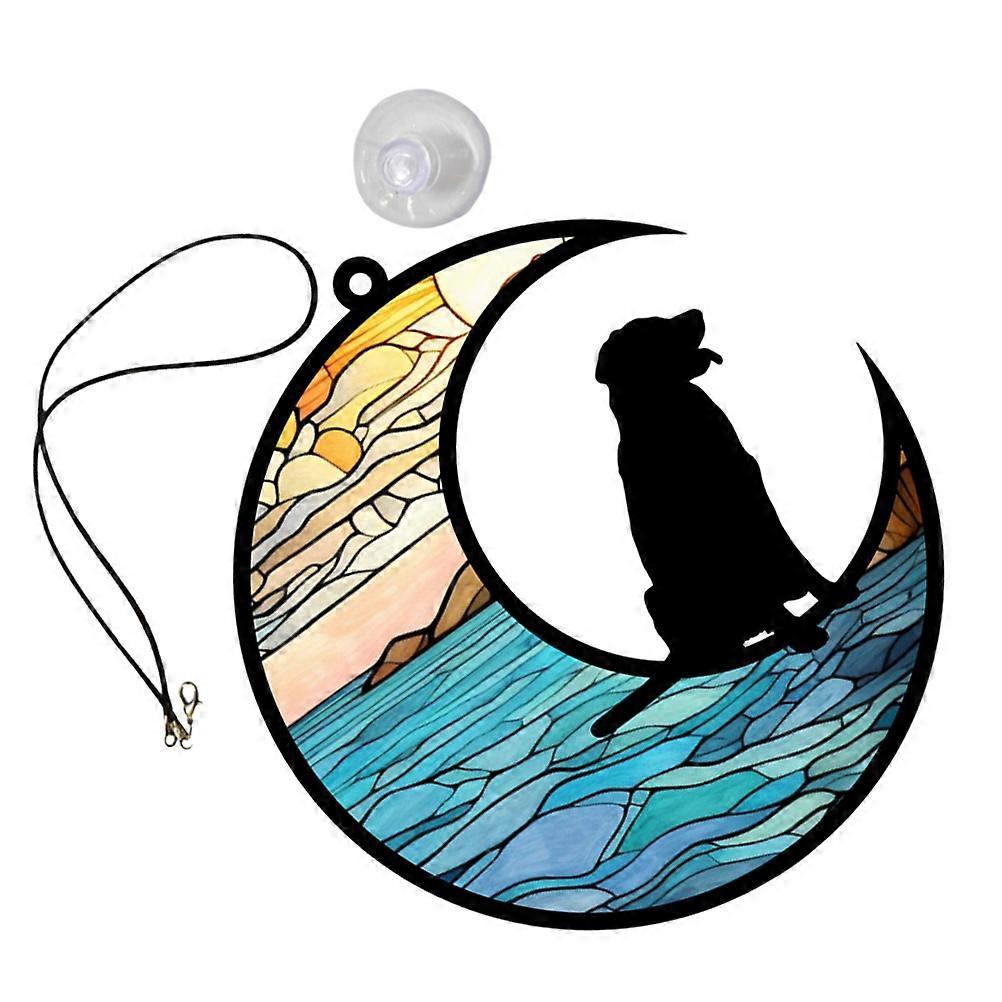 Dog on Moon Decorative Pendant 5Pcs for Window Hanging Display