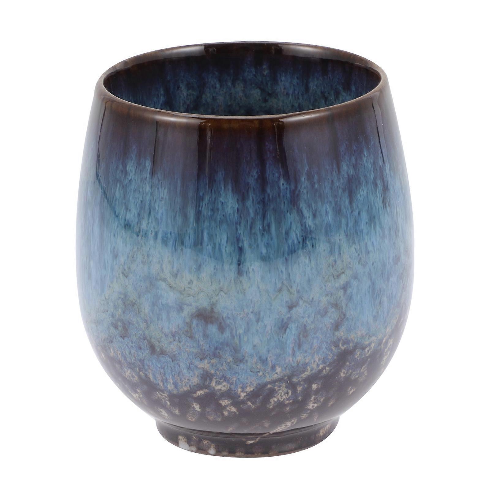 Blue Ceramic Tea Cup Material for Home 2Pcs Drinking Cups