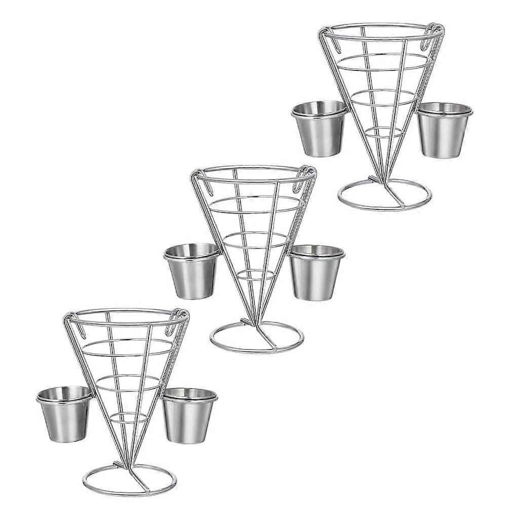 Mesh Food Stand Cone Shape for Storage 9Pcs Silver Iron