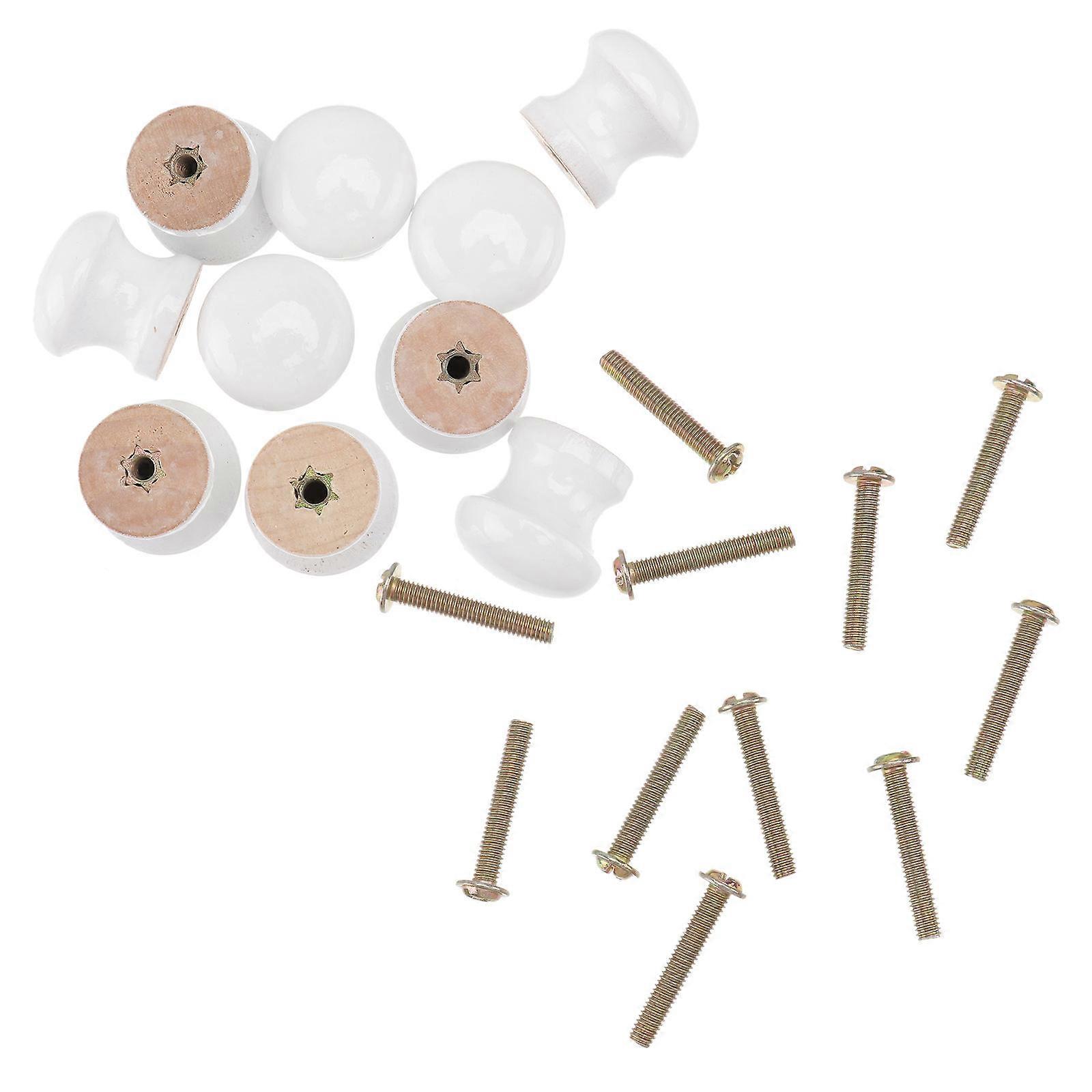 Cupboard Pulls Elegant Round Wood Plastic Cabinet Door Handle White Ideal For Furniture Upgrade 10Pcs