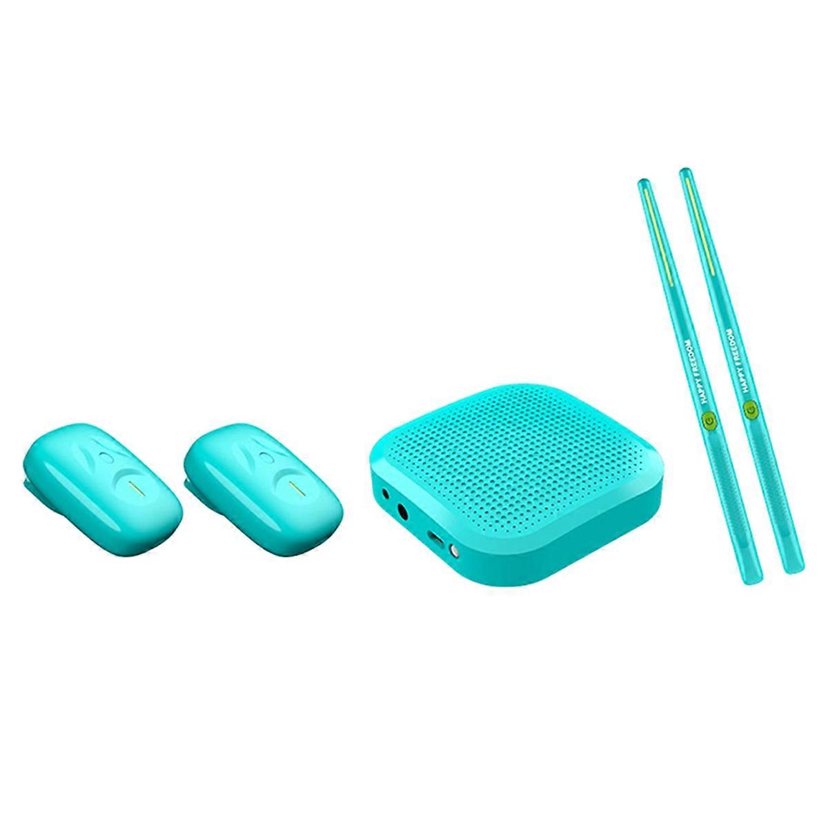 Air Drum Electronic Virtual Air Drum Drumsticks Pedals Cyan