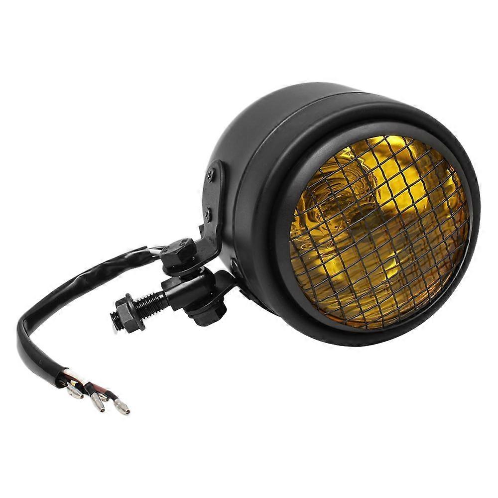 Motorcycle Retro Headlight Halogen Lamp Bracket for CG125 Yellow