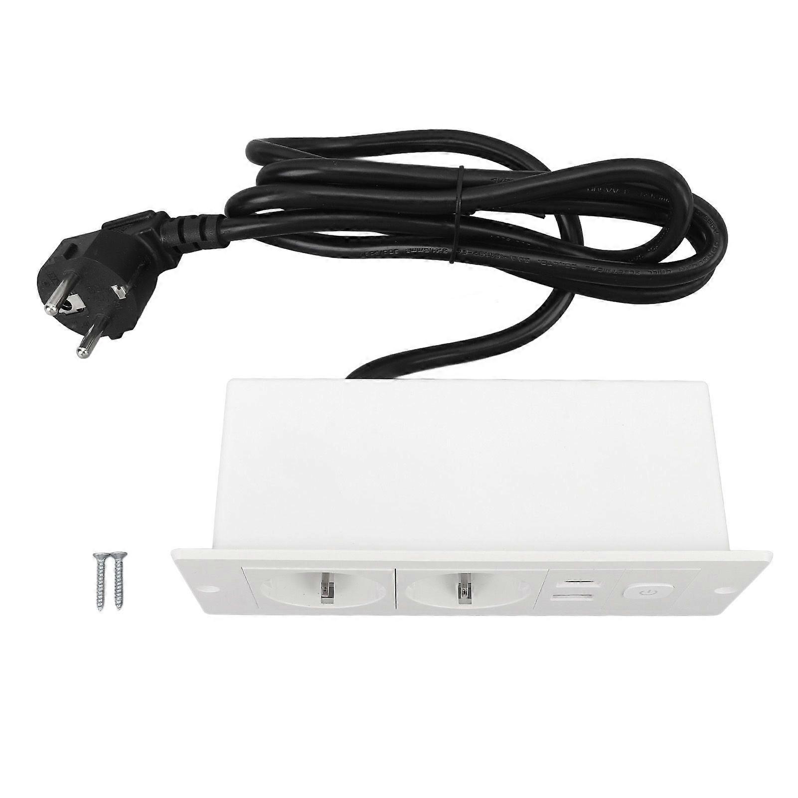 Multiprise encastrée 3 en 1, prise USB Type C, prise de bureau intégrée avec interrupteur et câble pour comptoir, table de conférence, bureau, maison