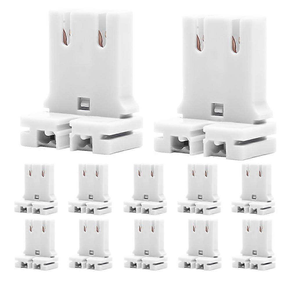 Fluorescent Tube Light Holder Socket Bracket 12Pcs For Home Offices Reliable Connection Durable Structure White PC Material