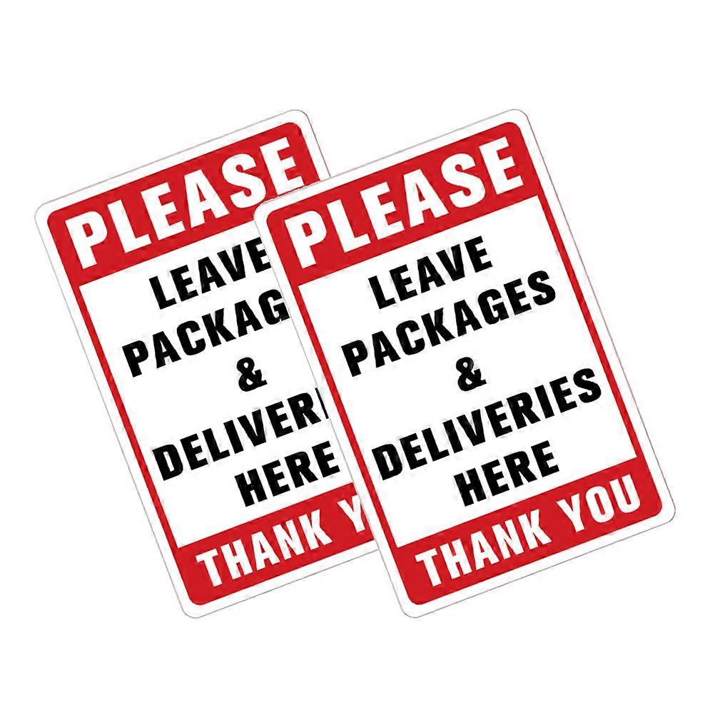 Sign Wall Stickers For Homeowners And Business Owners Red PVC Rectangular Package Reminder 2Set