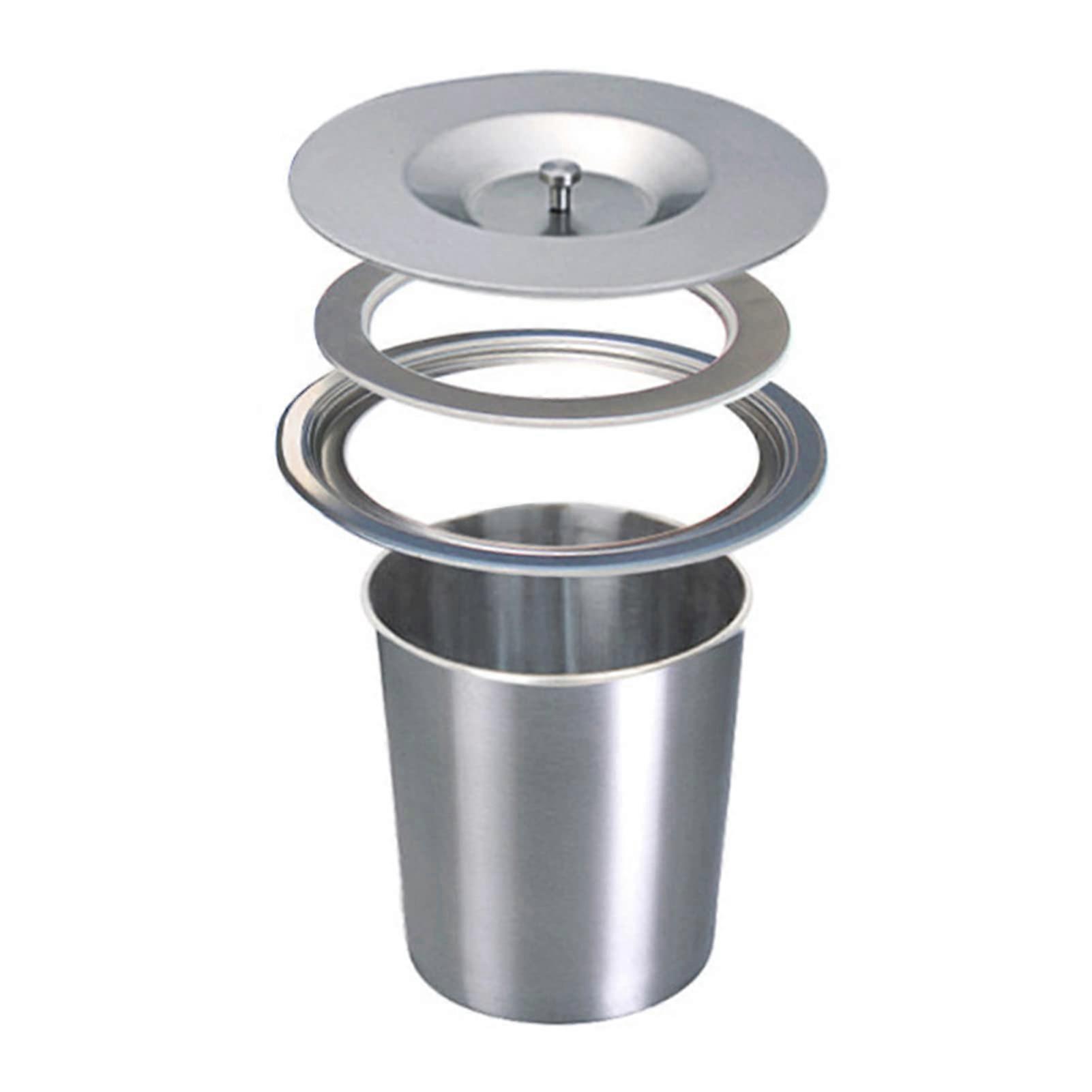 Countertop Builtin Trash Can Round 304 Stainless Steel  Lid Brushed Surface Embedded Kitchen Cabinet Small Dustbin