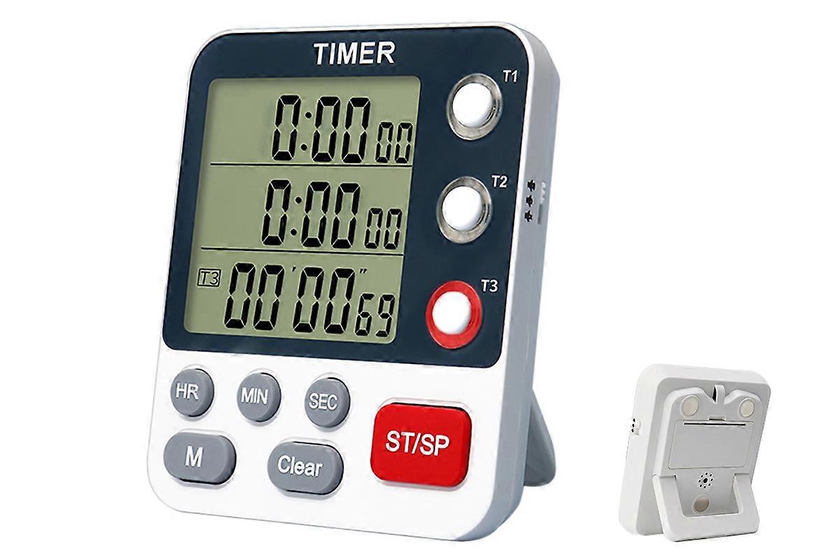 Kitchen Timer Digital for Cooking 3 Channel Large Display Loud Food Timer