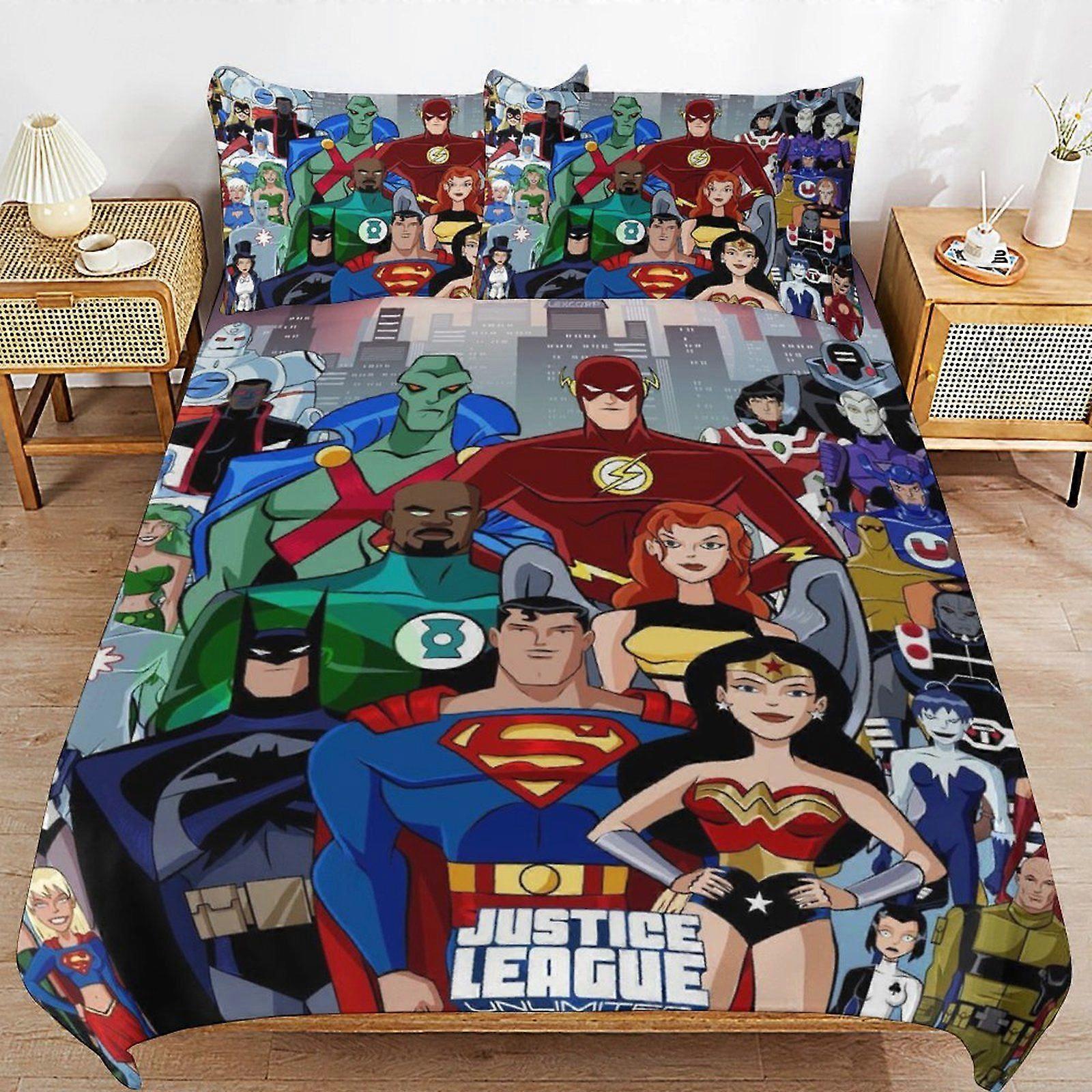 s128 Justice League Unlimited Consistent Sleep Texture Secure Fit Zipper Clean Structure Fabric Duvet Cover Sets Need v128