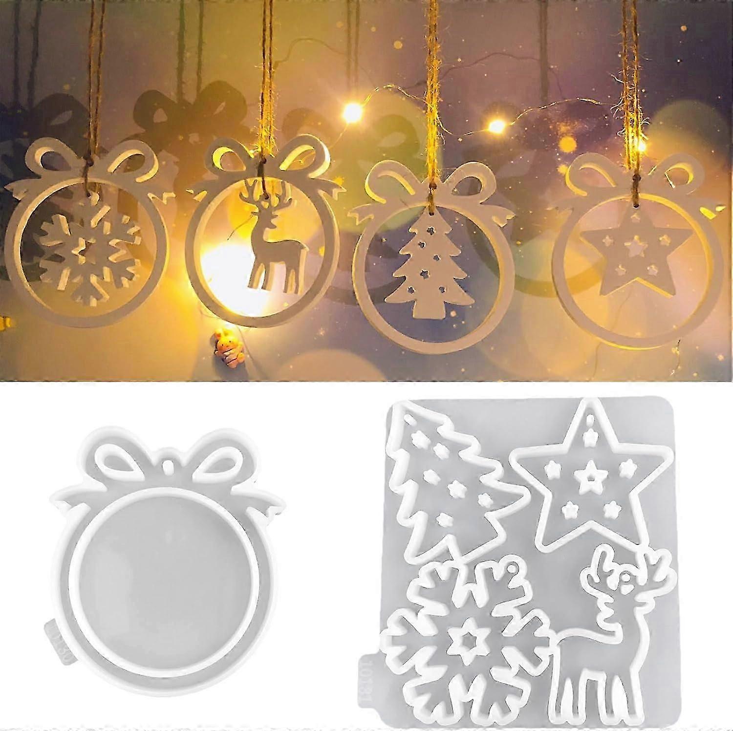 قوالب السيليكون لعيد الميلاد قوالب الصب ، قلادة عيد الميلاد ، قوالب سيليكون النجمة شجرة عيد الميلاد الأيائل قلادة قوالب راتنجات الايبوكسي للحرف اليدوية عيد الميلاد د