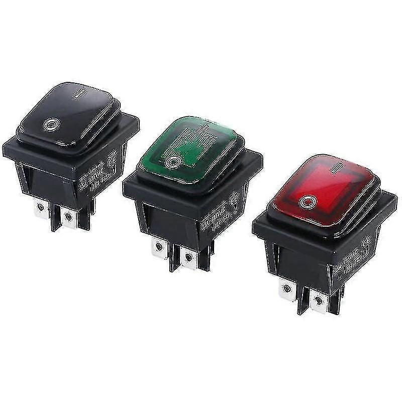 3 Pcs Waterproof On/off Rocker Switch Dpst 4 Pin 2 Position Toggle Switch Led Indicator 16a 250v Ac For Car Truck Motorcycle Boat Kcd4