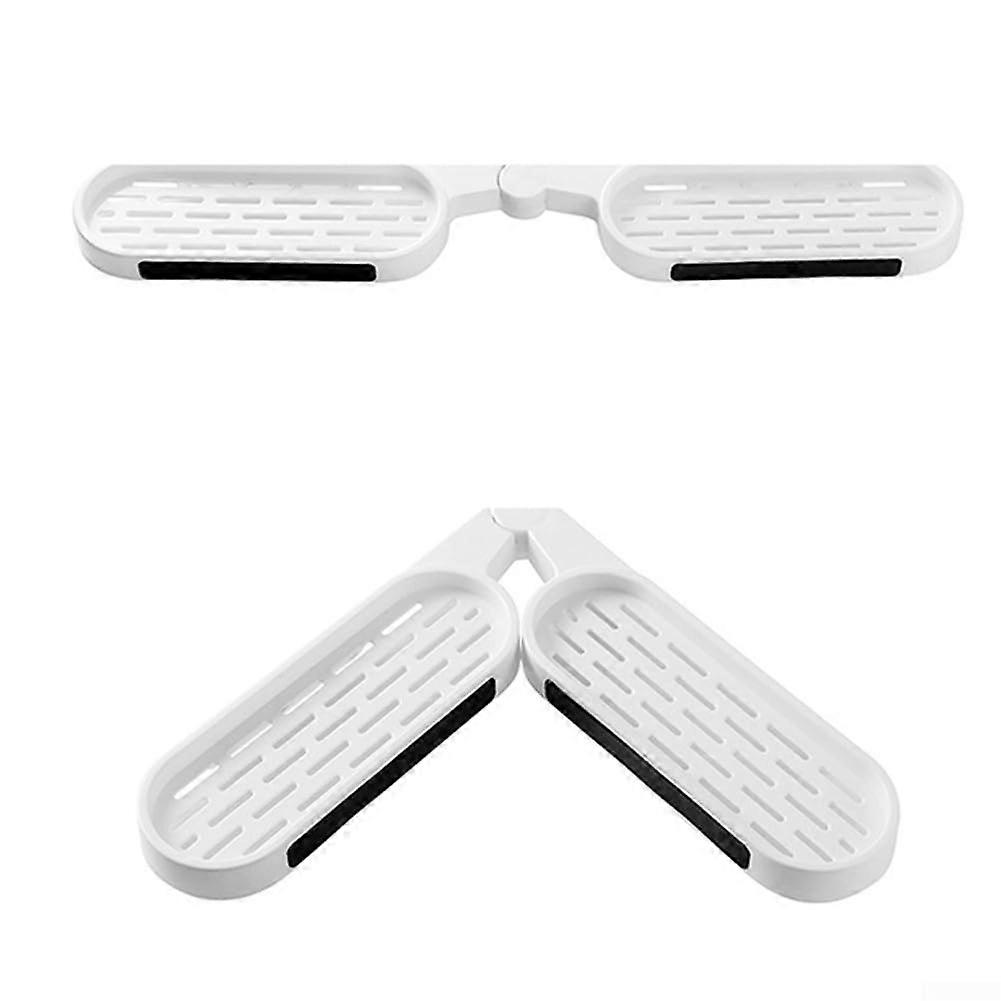 Rotatable Bathroom Corner Shelf Wall Mounted Storage Rack with Drain Holes for Shampoo and Toiletries, Set of 2 (White and Black)