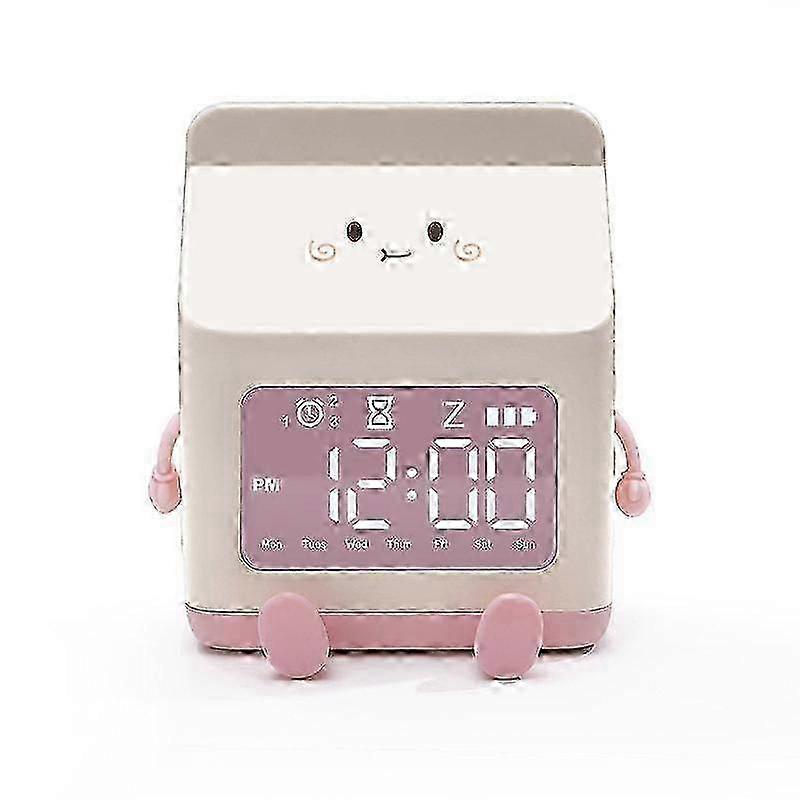 25-26 Cartoon Fun Milk Box LED Digital Display Countdown Alarm Clock