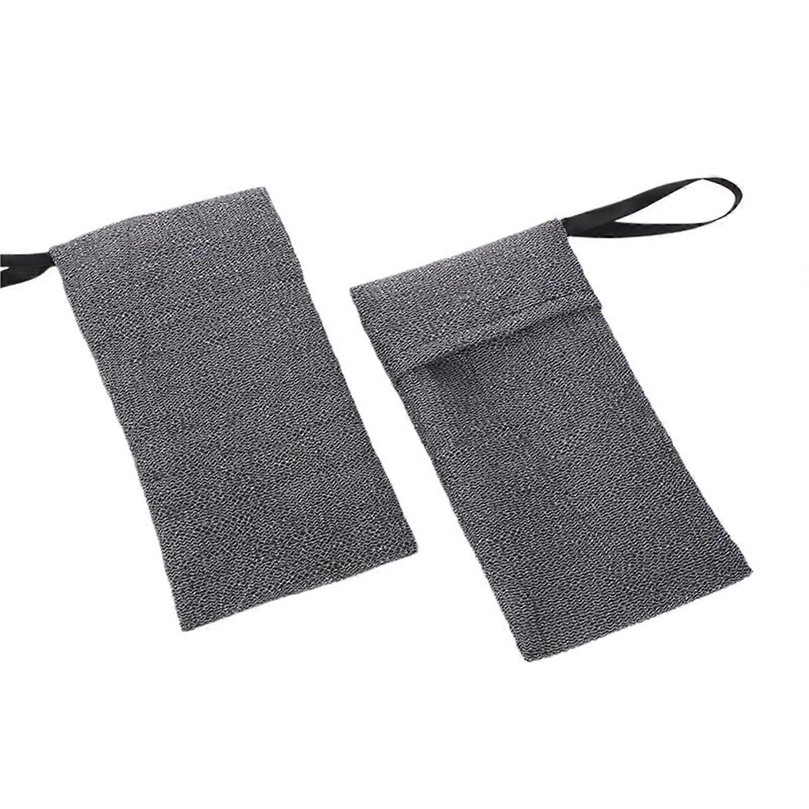 Bar Soap Pouch Exfoliating Bags Set of 8, Gentle & Rough Washcloth Holders for Bathing, Gray