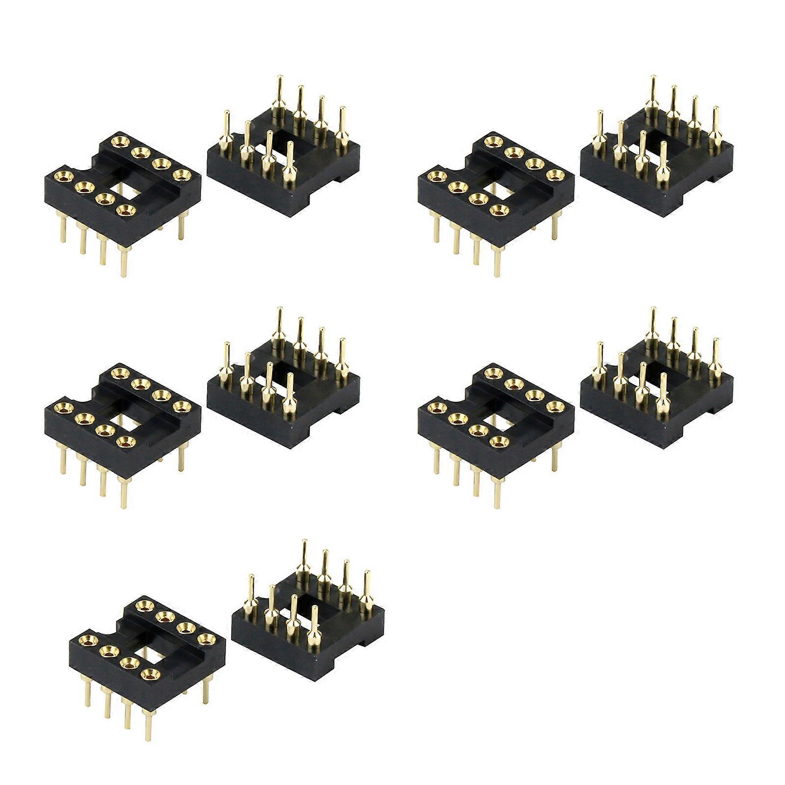 High Performances DIP8 IC Test Socket With Gold-Plated Round Hole 8pin Ic Socket For LM358, TL072 8pin Chip Components Multicolor