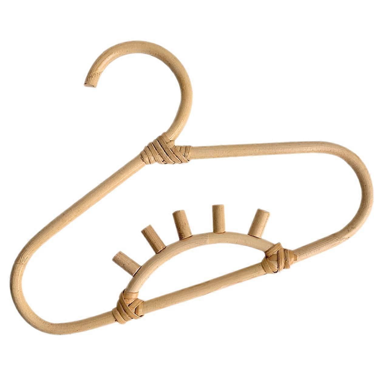 Rattan Clothes Hanger Organizer with Smooth Surface for Nursery and Closet Storage
