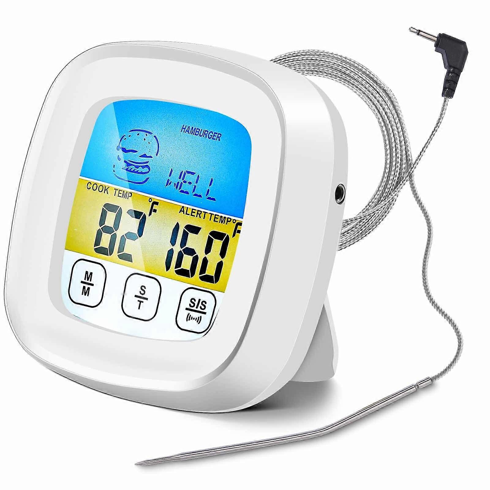 Instant Read Meat Thermometer 40in Probe Wire Digital Oven Safe Food Thermometer for Cooking with Sensitive Color LCD Display for BBQ, Smoker, Grill