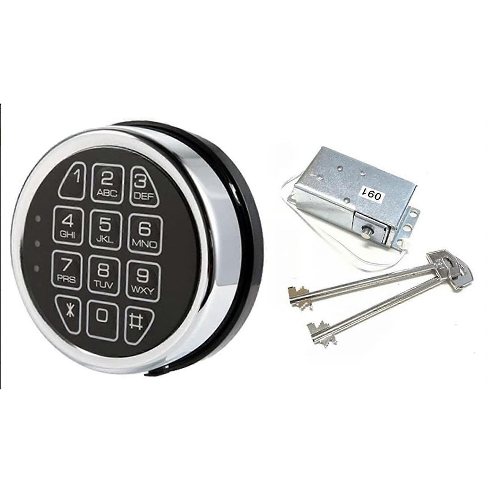 Gun Safe lock Replacement Chrome Keypad Solenoid Lock & 2 Override Keys
