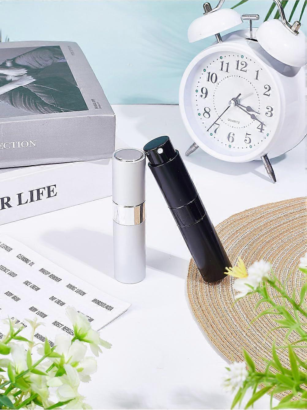 2 Pcs Atomizer Perfume Spray Bottles Refillable Glass Spray Bottles with Aluminum Cover Fine Mist Atomizer Portable Sprayer Refillable Dispenser for T