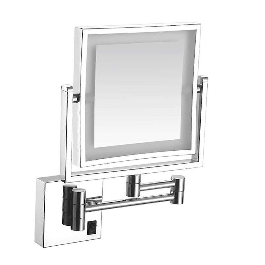 LED Makeup Mirror with Light, 8 Inch Folding Wall Mounted Vanity Mirror, RustResistant Silver