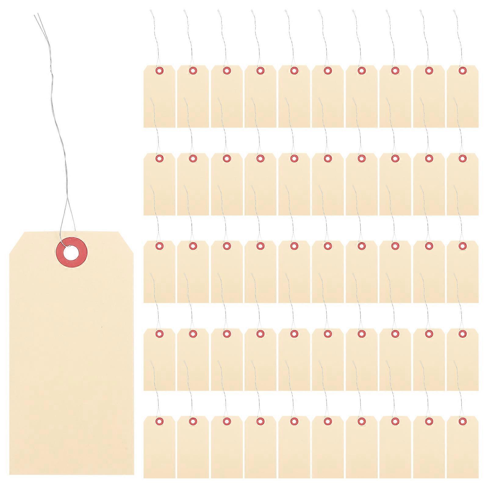 Packaging Manila Wire Tags Blank Tags with Iron Wire 200Pcs